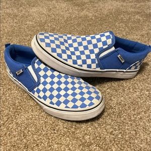Vans Blue Checkered Slip Ons